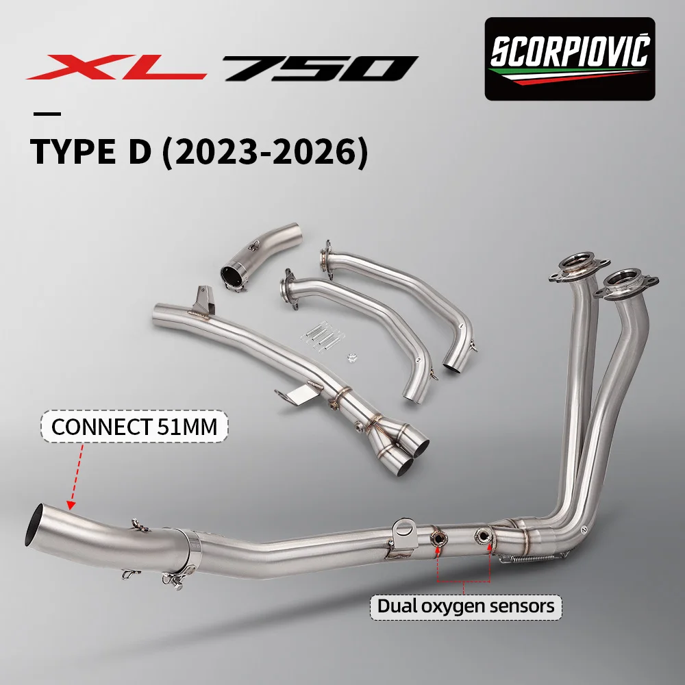 

Motorcycle Exhaust System For XL750 Transalp CB750 Hornet E-Clutch 2023-2026 Motorcycle Front Link Pipe With 2 oxygen sensors