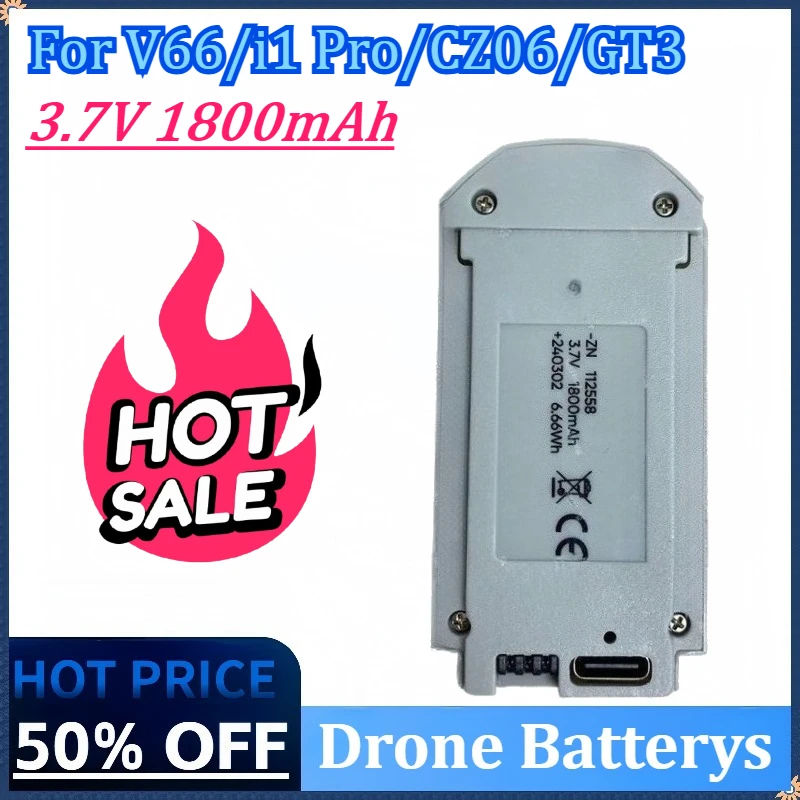 

3.7V 1800mAh Replacement Drone Battery For V66/i1 Pro/CZ06/GT3 RC Quadcopter Accessory Parts High Quality Rechargeable Battery