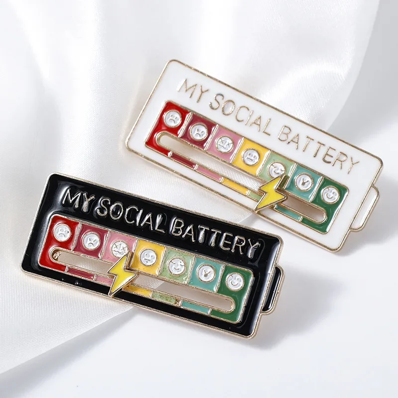 Pin My Social Power Brooch Creative Feeling Management Rotatable Badge Emotion Management Metal Badges Expression Jewelry Pins