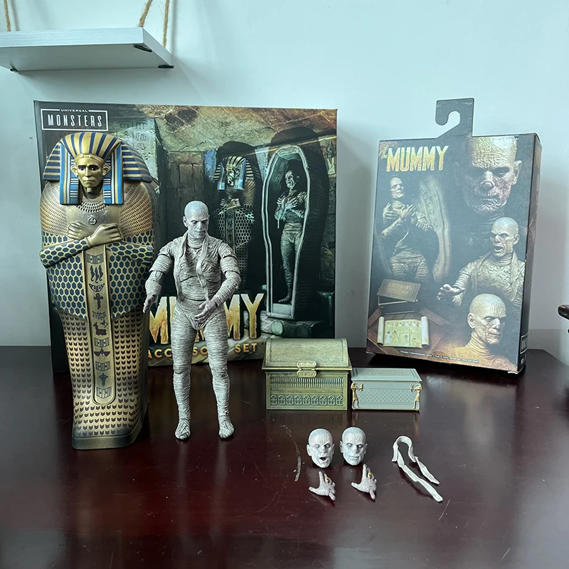 Universal Monsters The Mummy Casket Pharaoh Coffin Pyramid Action Figure Monsters Model Collectible Toy Bookshelf Ornament Gifts