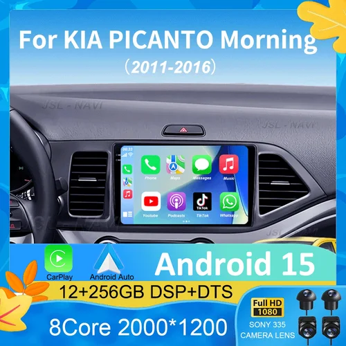 Android 15 para KIA PICANTO Morning 2011 2012 2013 2014 2015 2016 Carplay Auto Multimedia Radio de coche reproductor de navegación WIFI + 4G DSP