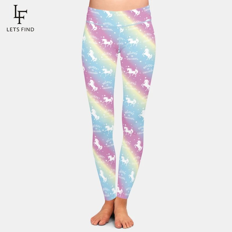 

LETSFIND High Quaility 3D Unicorns Print Women Pants High Waist Fitness Slim Soft Stretch Warm Full Leggings