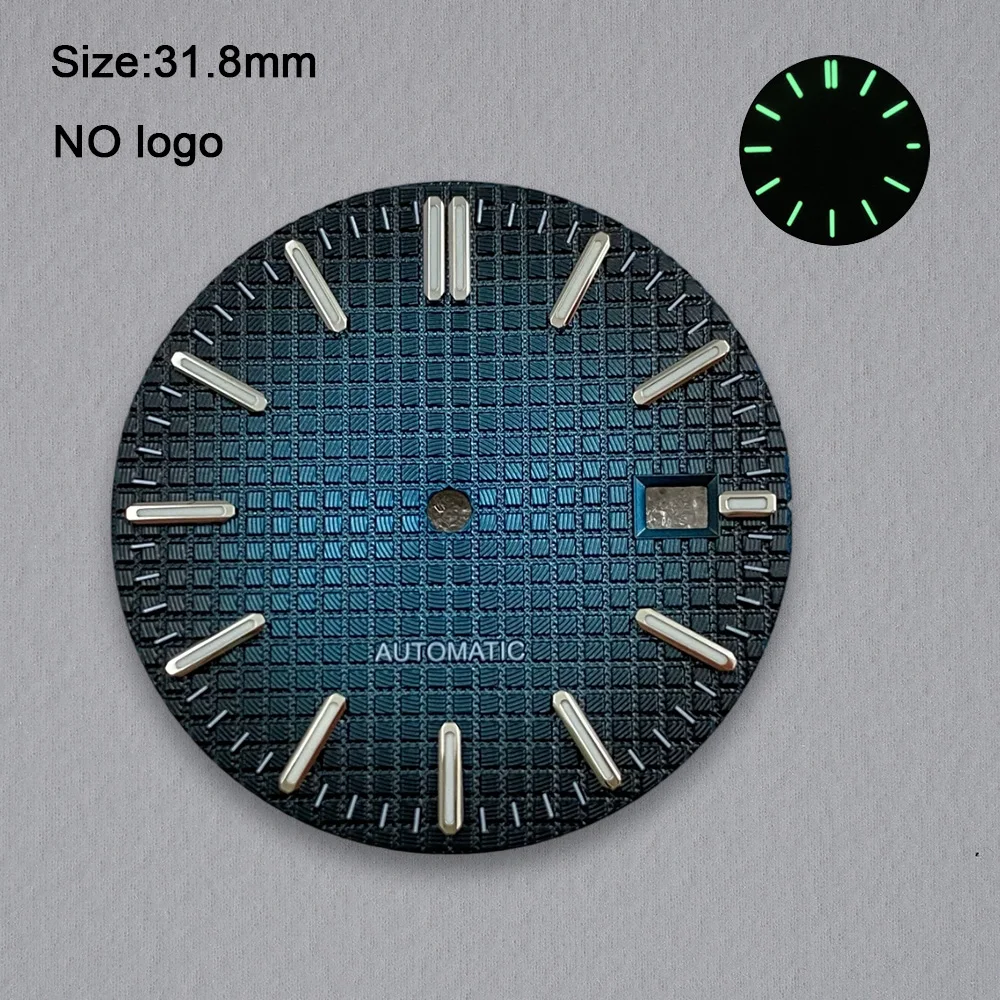 No Logo 31.8mm Watch Oak Dial For NH35 Movement Green Luminous Custom Logo Watch Dials Hands Accessories Repair Tools