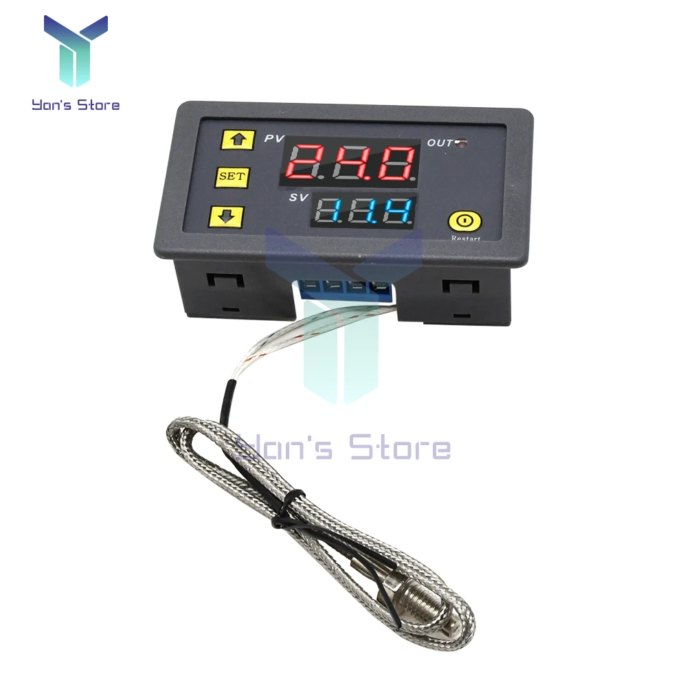 W3230 DC 12V Probe Line Digital Temperature Control LED Thermostat Regulator Heat/Cooling Control Thermoregulator -60°C~ 500°C