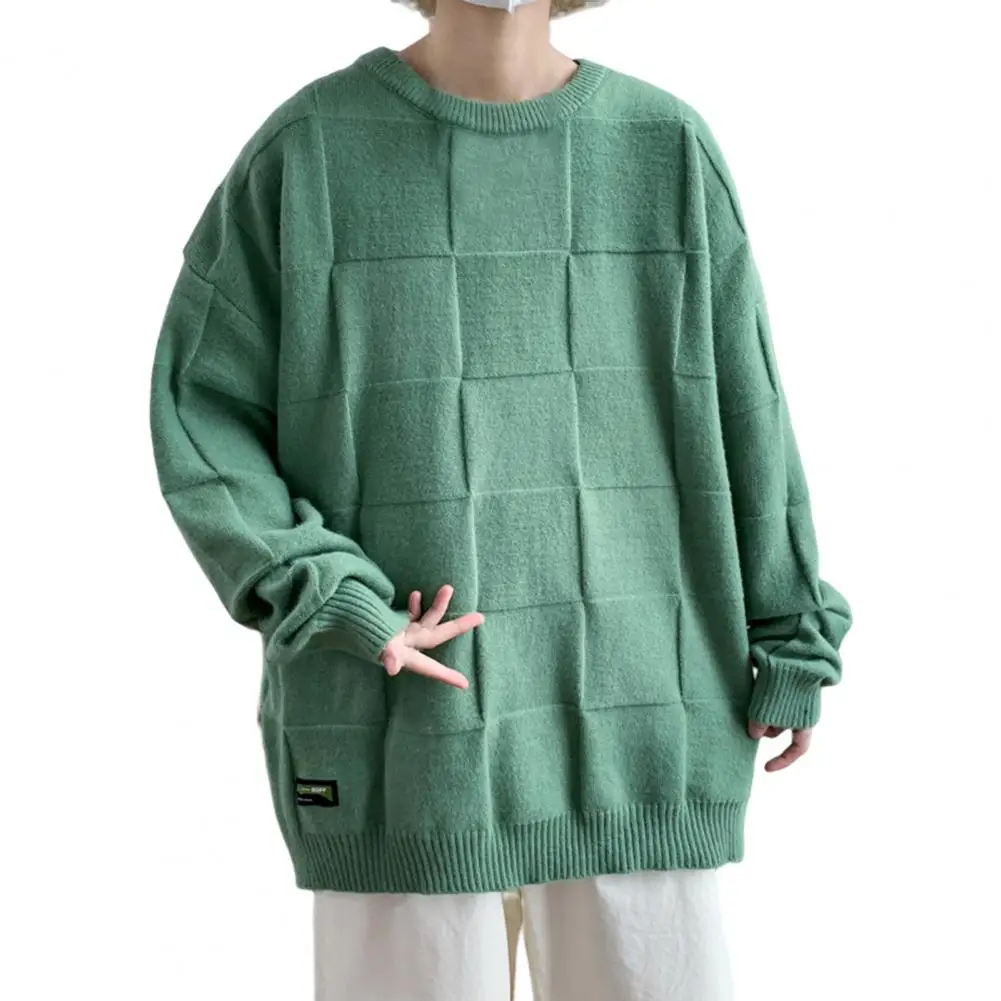 Skin-Touch  Popular Knitting College Pullover Sweater Temperament Men Sweater Solid Color   for Work