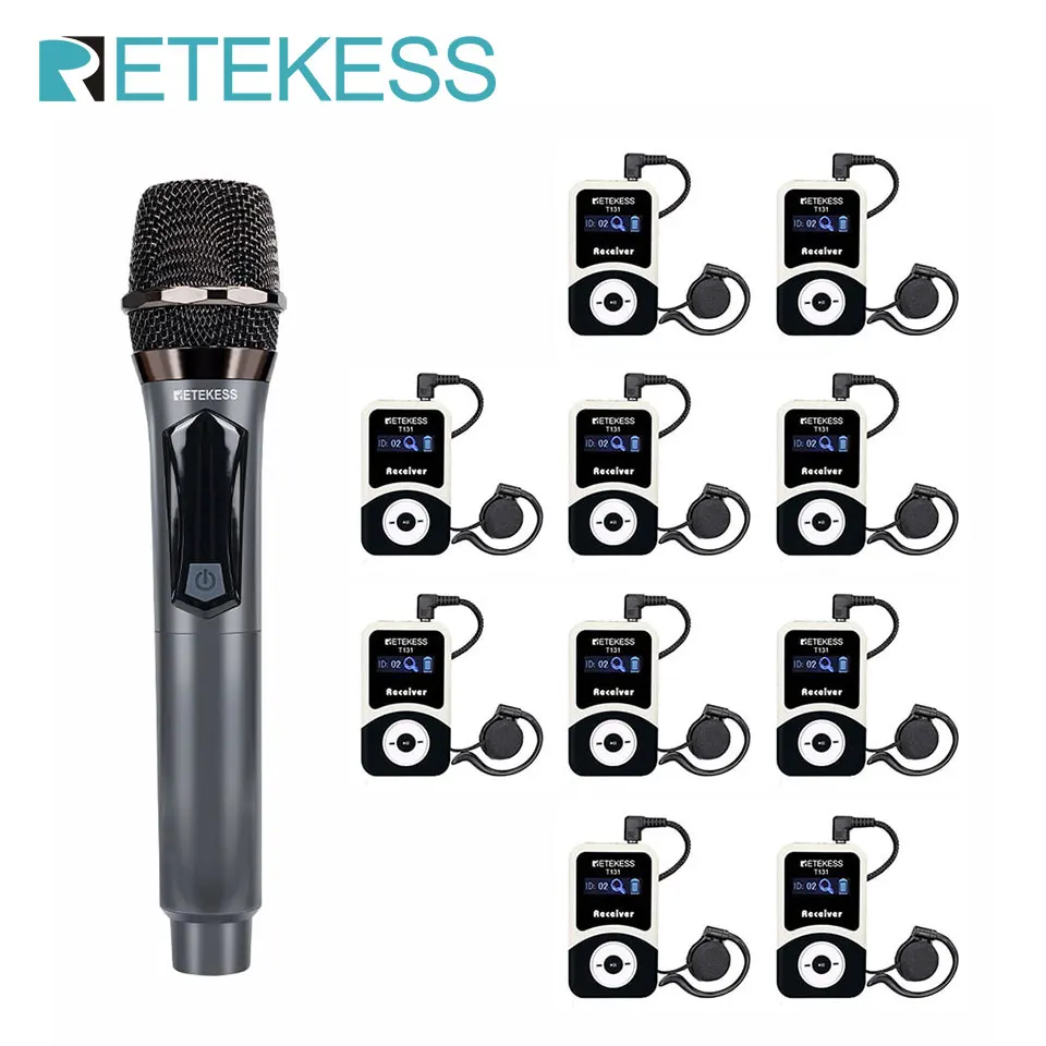 Retekess T130 MIC T131 /T131S Wireless Handheld Microphone Audio Guide Set Radioguide System for Meeting Church Training Factory