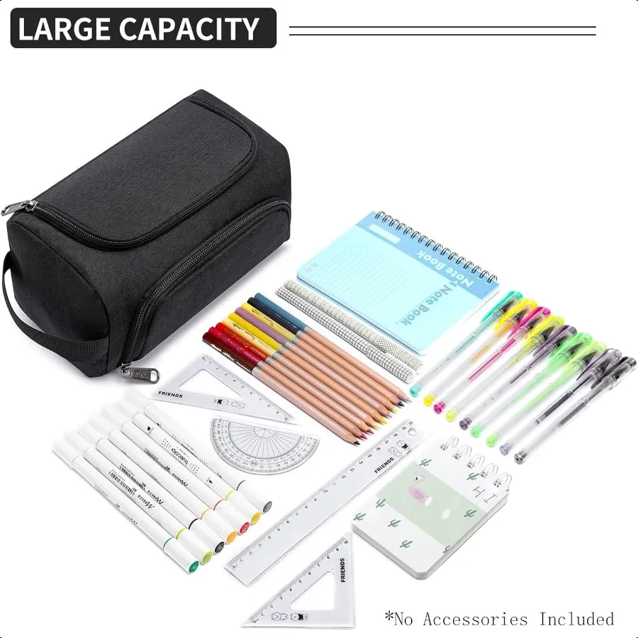 XQXA Large Capacity Pencil Case Organizer Multifunctional Extra Big Pencil Pouch with Compartmens Travel Simple Stationery Pen