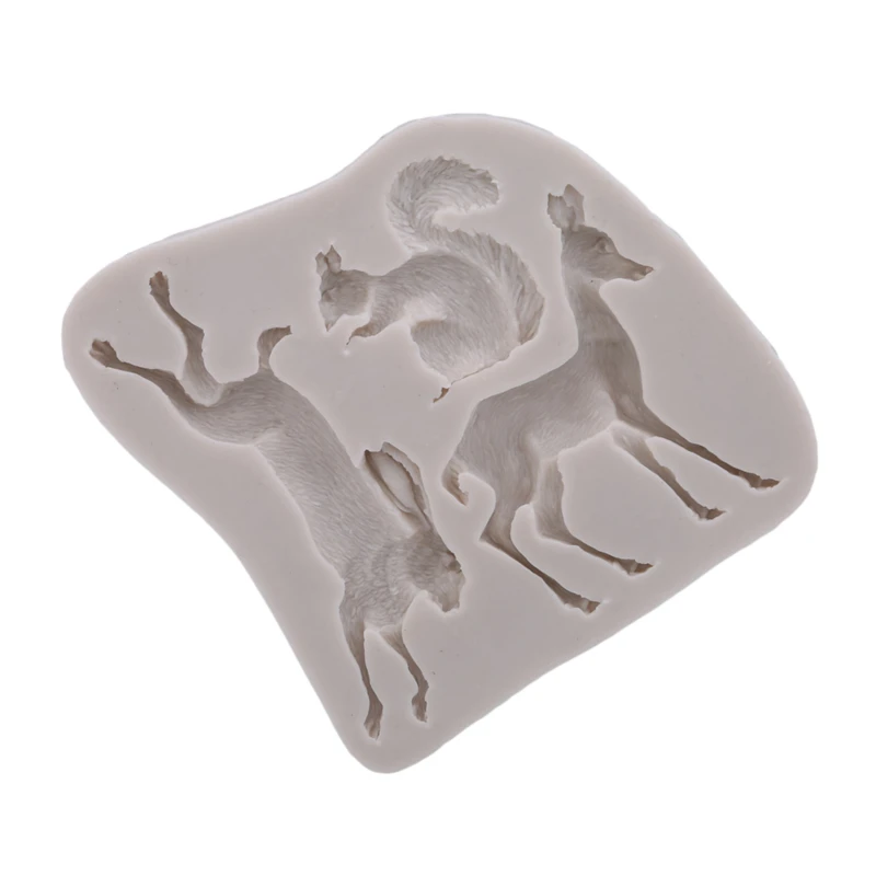 3D Rabbit Squirrel Fawn Bunny Silicone Mould Fondant Cake Chocolate Soap Mold Cupcake Tool Kitchen Dessert Accessories Appliance