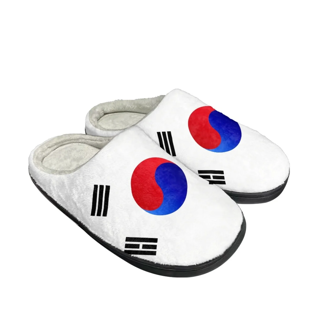 INSTANTARTS Warm Slippers Women Men Indoor Floor Flat Shoes Spring South Korea Flag Winter Warm Home Cotton Soft Slient Slides