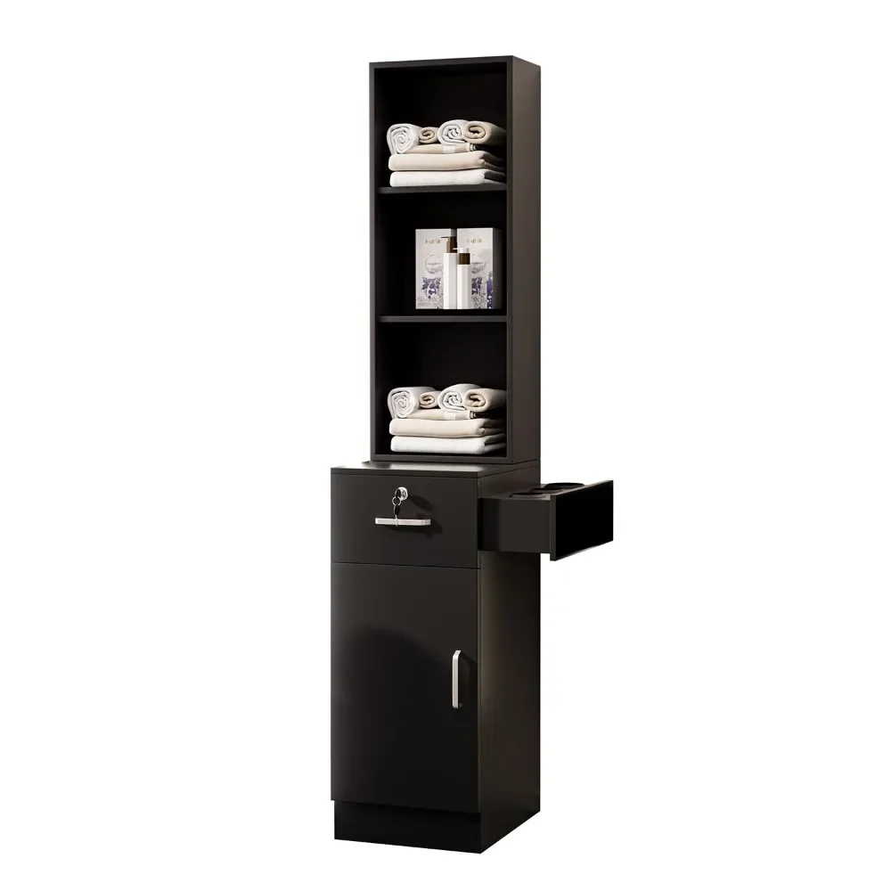 

Storage with a 3-Tier Shelf, Hair Styling Storage Cabinet with Drawer, a Large Storage Cabinet & 3 Hot Tool Holders