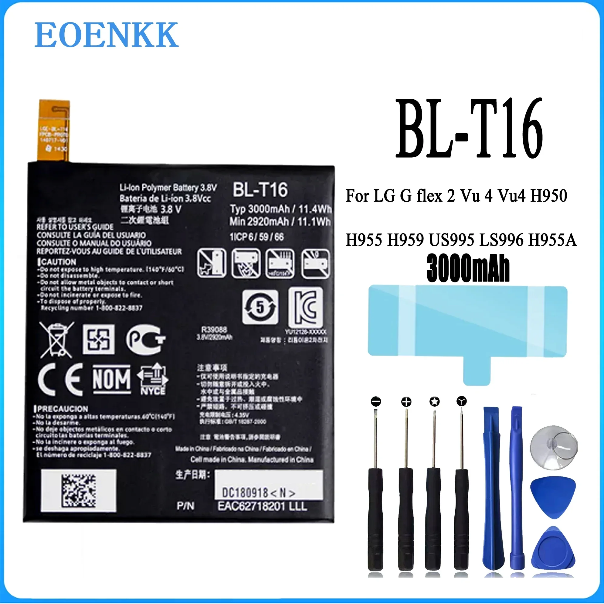 BL-T16 BL T16 Battery For LG G flex 2 Vu 4 Vu4 H950 H955 H959 US995 LS996 H955A Repair Part Original Capacity Mobile Phone