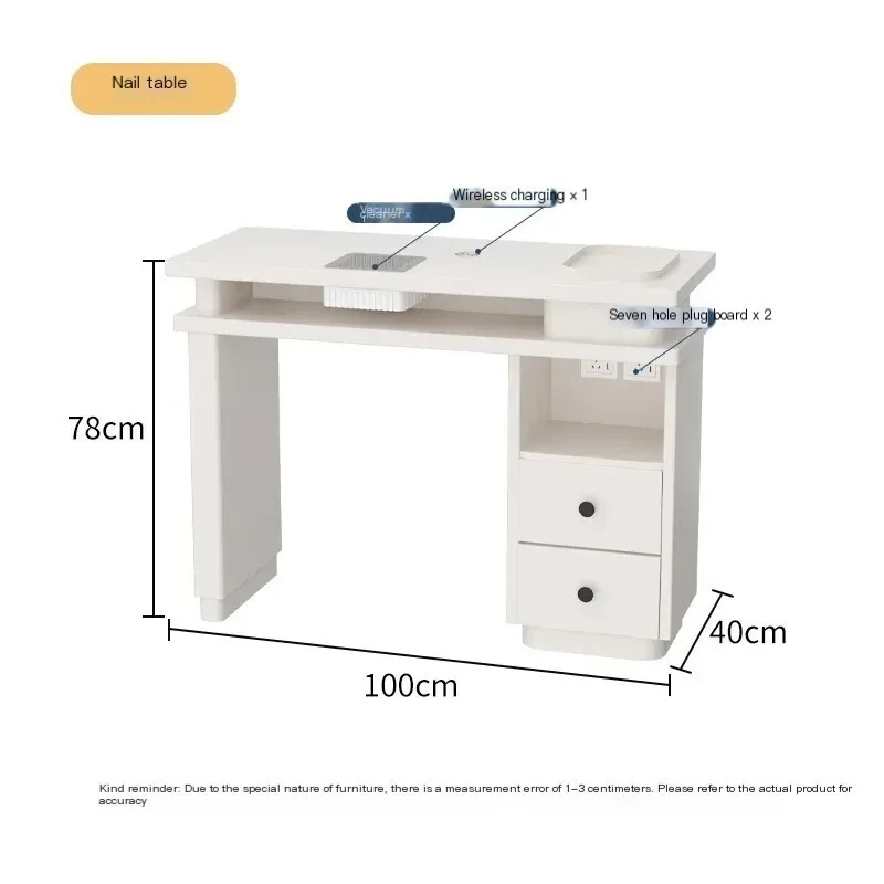 โต๊ะทำเล็บสีขาวแปรงเก็บฝุ่นแบบพกพา MQ50NT เฟอร์นิเจอร์สำหรับมืออาชีพ