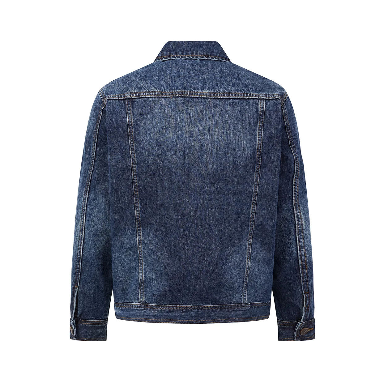 MWJLPWQ Men Vintage Washed Denim Jacket Jacquard Patch Pocket Design Lapel Button Up Casual Outerwear Spring Autumn New 20706