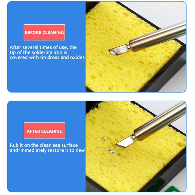 Cleaning Ball Desoldering Soldering Iron 10pcs Clean Sponge Clean Nozzle Tip Copper Wire Cleaner Ball Metal Box Cleaning Sponge