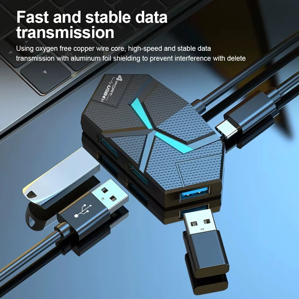 

7 портов USB 3.0 HUB Type C Док-станция 5 Гбит/с Высокоскоростной адаптер-сплиттер для ноутбука Жесткий диск Мышь Клавиатура