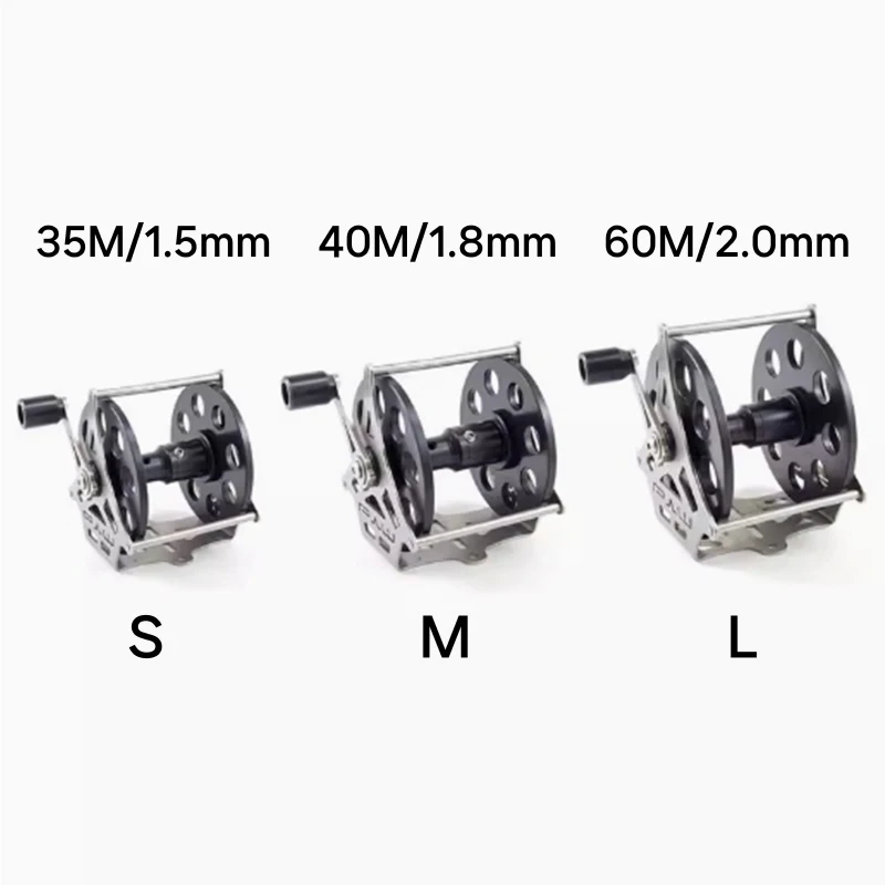 Original MVD ตกปลา Reel Handle Smooth เลื่อนต่ําลอยตัว Speargun สายตกปลาล้อ Tackle Casting Reel 35M 40M 60M