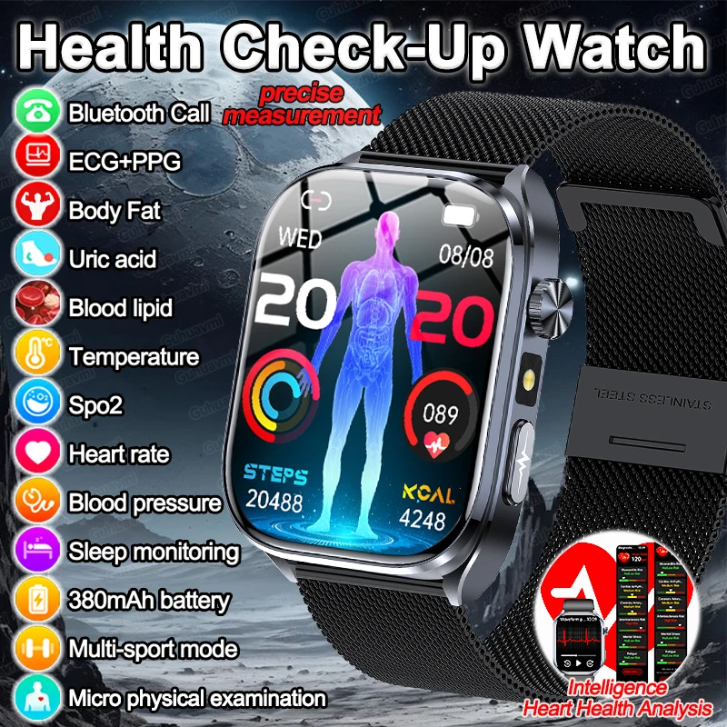 

НОВЫЙ Устройство проверки здоровья, мочевая кислота, липиды в крови, умные часы для мужчин, часы с ЭКГ, анализ тела, голосовые вызовы, здоровье, умные часы