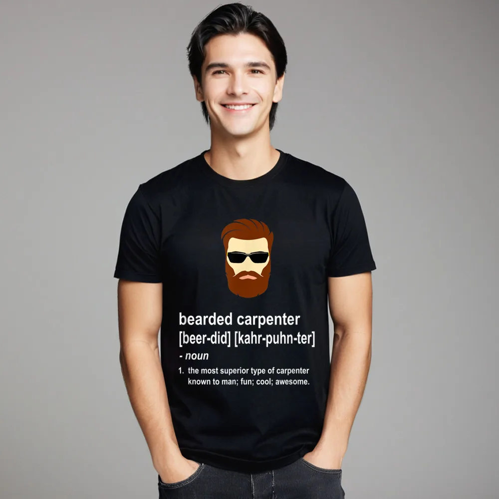 

Funny Beard Carpenter Gift for Christmas Cotton Fabric Round Collar Tees Short Sleeve Leisure T Shirts Loose Funny Tshirts