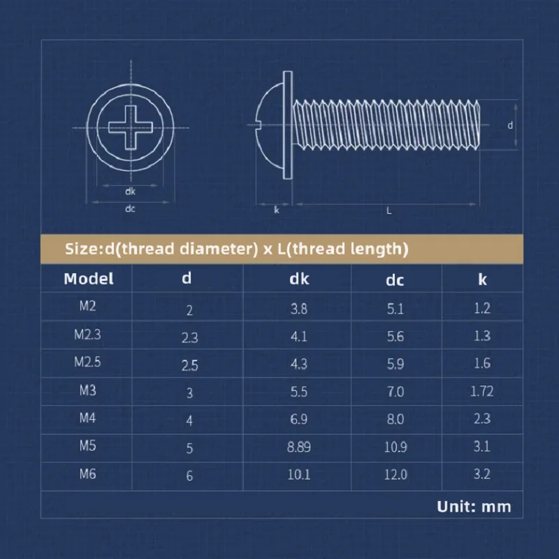 M2 M2.5 M3 M4 M5 M6 304 Stainless Steel Phillips Flange Pan Head Screw and Hex Nut Set Integrated Washer Metric Machine Fastener