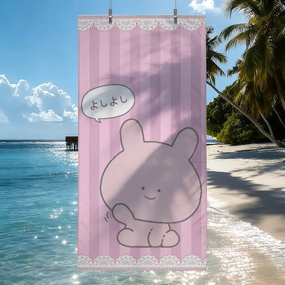 Cartoon A-Asamimichan Cute Bunny Towel Soft Pool Gift For Travel Gym Shower Camping Quick Dry Sports Beach Towels