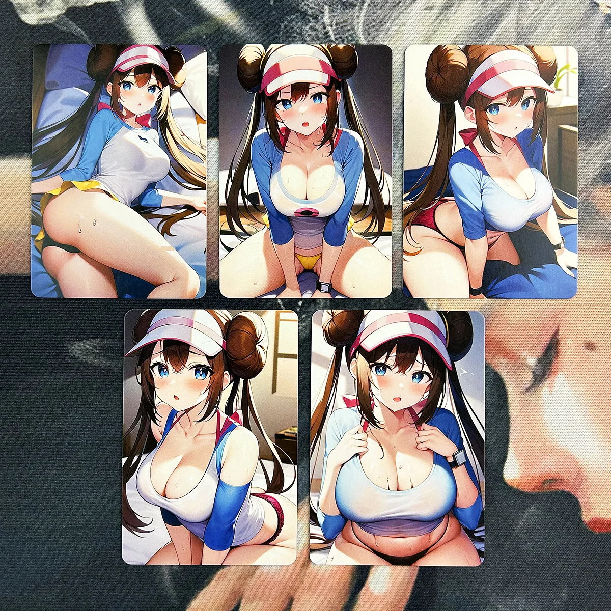 5Pcs/set Diy Self Made PTCG Trainer Rosa Swimsuit Collection Card Refraction Color Flash Anime Female Characters Card Gift