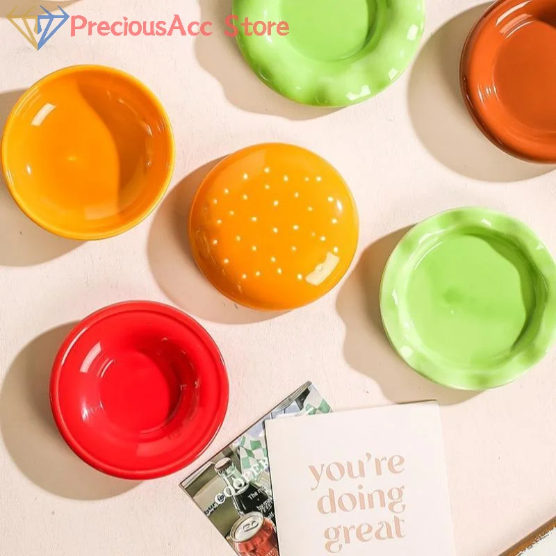 .Hot.6Pcs High Value Bone Spit Plate Stackable Hamburger Plate Set Burger 6 Layers Dinner Plate Funny Sauce Containers Table Dec