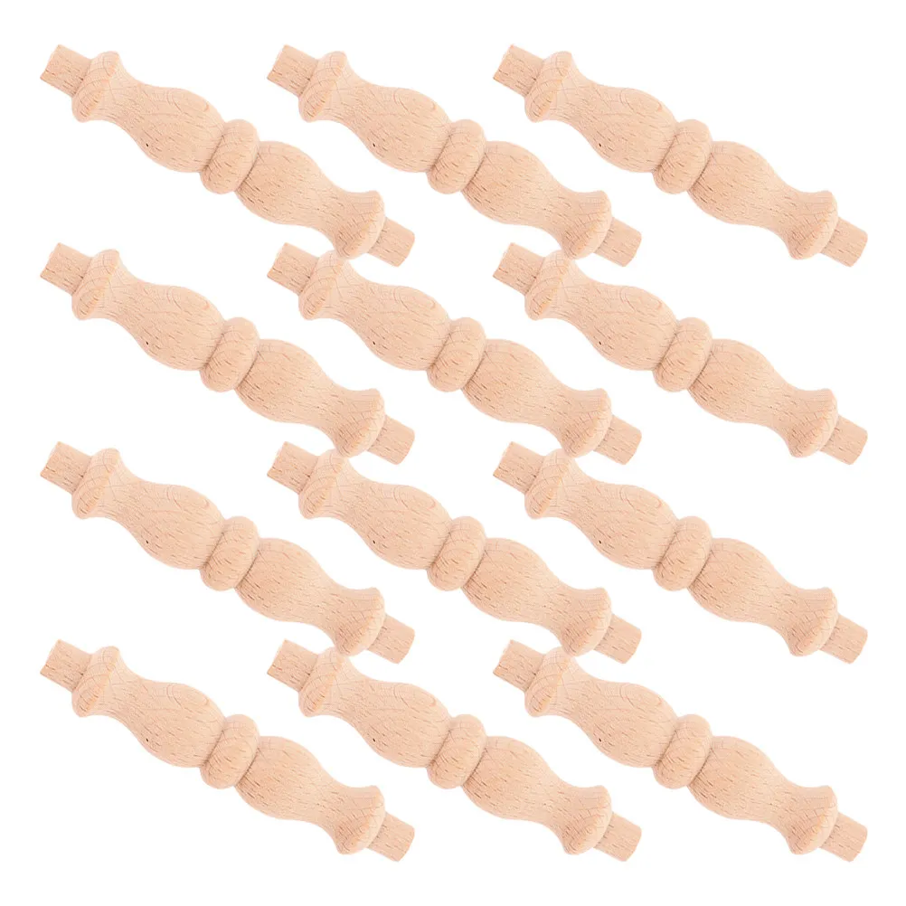 

12Pcs Elegant Gourd Design Wooden Spindles Unfinished Natural Grain Balusters for Staircase Railing Furniture Wine Cabinet