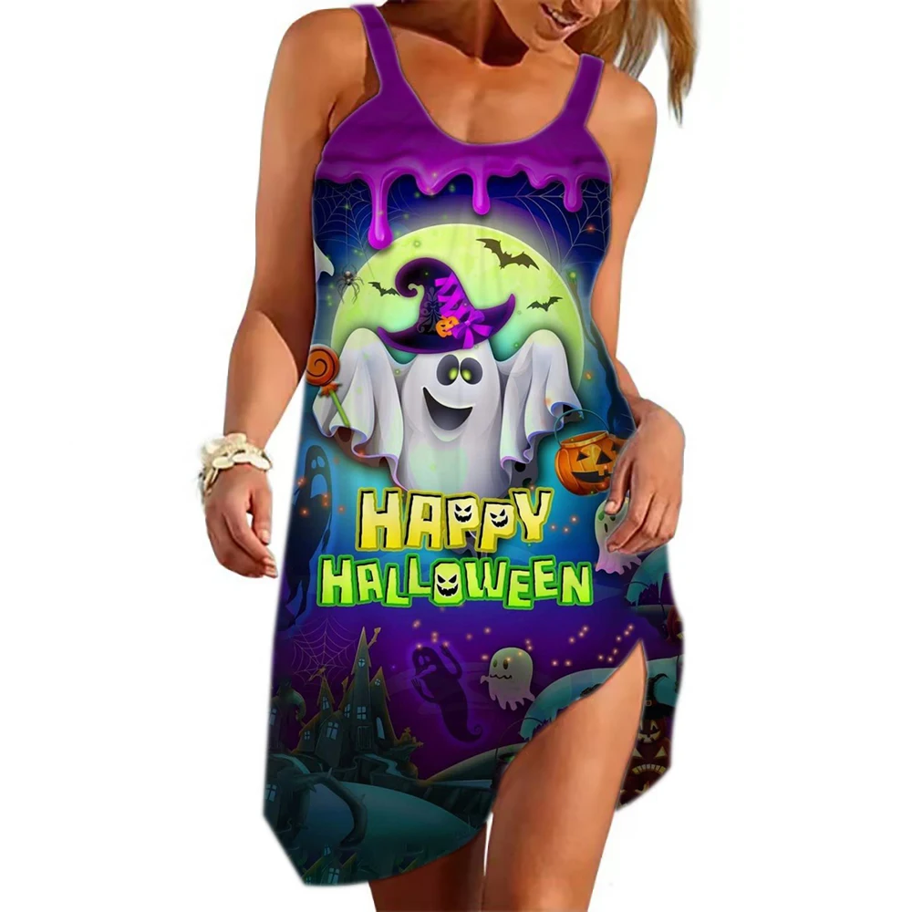 y2k Harajuku Halloween Christmas series fashion casual comfortable dress 3D cartoon beach sling ladies dress 2024 new