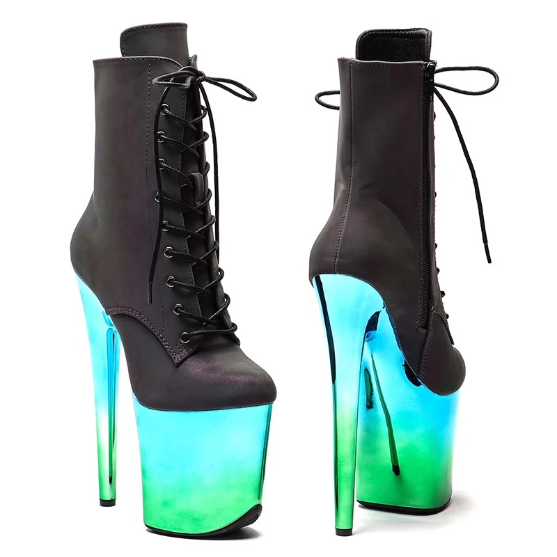 Neue 20cm/8 Zoll holo graphische obere moderne sexy Nachtclub Pole Dance Schuhe High Heel Plattform Damen Stiefeletten 608