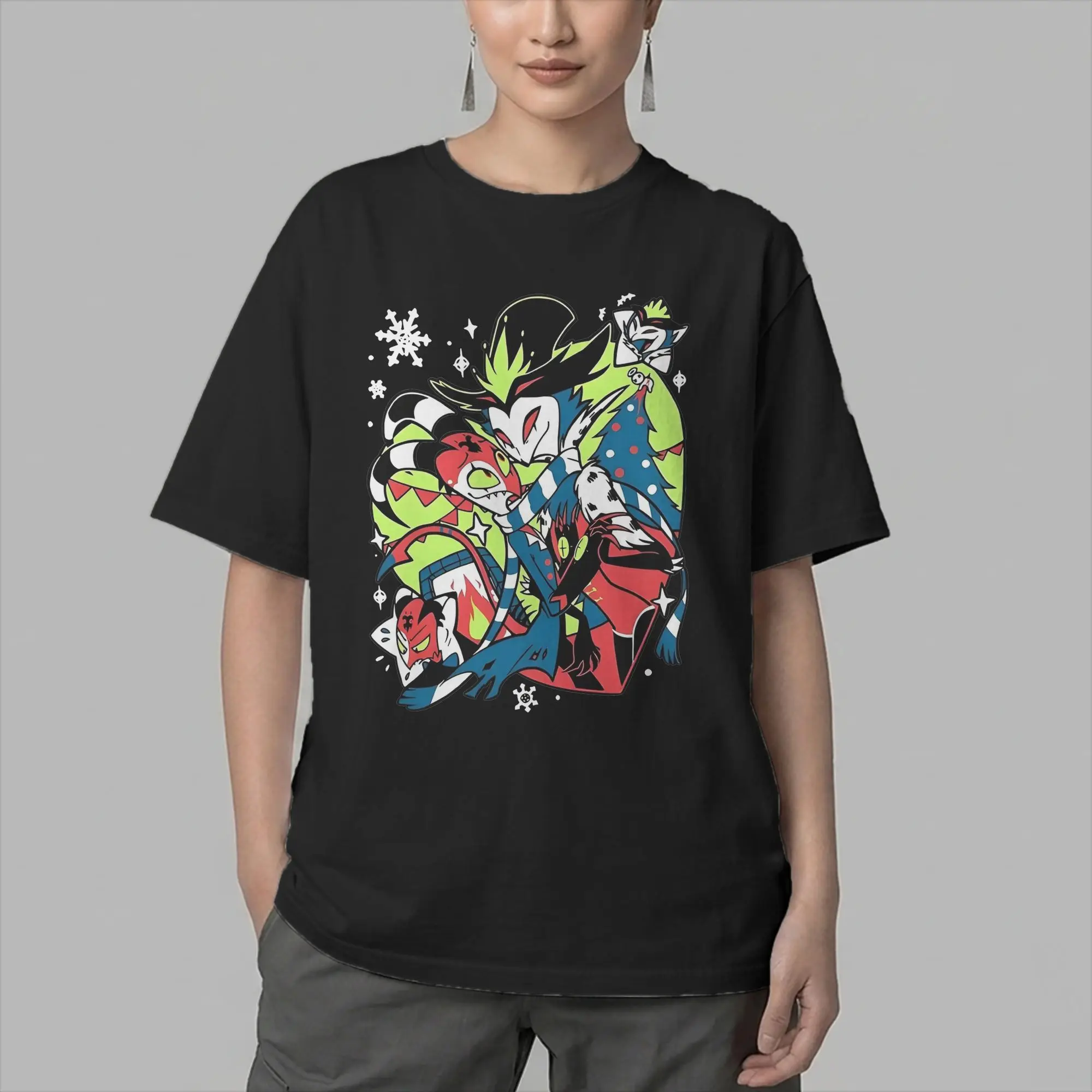 Men's T-Shirts Stolas Blitzo Fire And Heart Novelty Pure Cotton Tees Short Sleeve Helluva Cartoon Boss T Shirts Round Collar