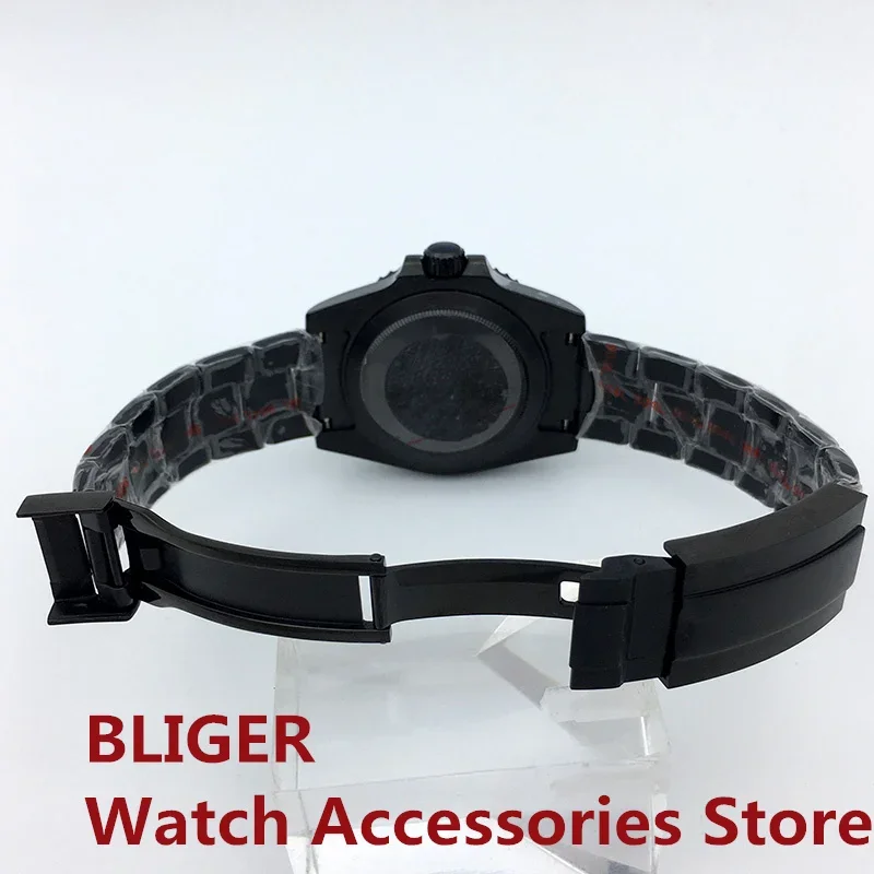 BLIGER New 40mm NH35 Automatic Mechanical Watch For Men Full Black Luminous Ceramic Bezel Sapphire Glass Reloj Hombre