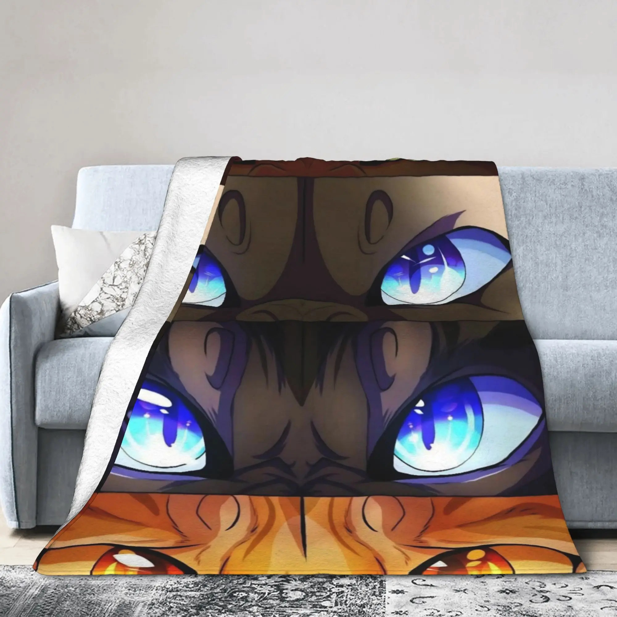 Warriors Fireheart Graystripe Cats Blanket Flannel Winter Ravenpaw Multi-function Lightweight Bedding Throw Blanket Bedroom