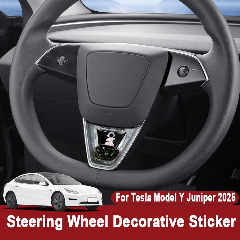 For Tesla Model Y Juniper 2025 Steering Wheel Decorative Sticker Dynamic Fluid Sequin Interior for Model 3 Highland Accessories