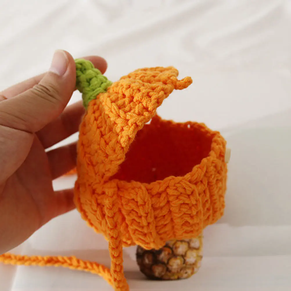 

Bag Candy Women Pumpkin Shaped Crossbody Shoulder Artificial Orange Yarn Knitted Small