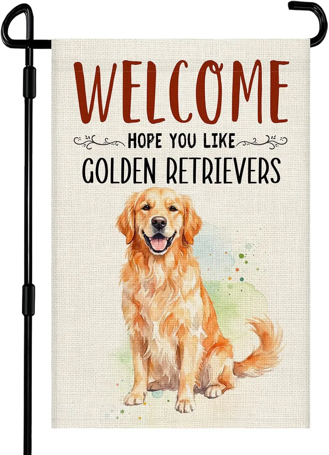 Welcome Hope You Like Golden Retrievers Garden Flag 12x18 Inch Double Sided Burlap Cute Dog Pet Lover Themed Decor for Yard, kkz