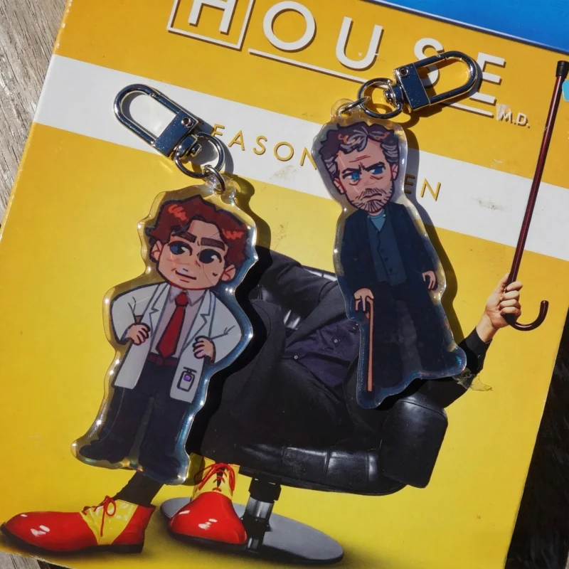 Llavero de House MD, Colgante Acrílico de Doble Cara de Greg House y James Wilson, Regalo para Fans de la Serie de TV Médica