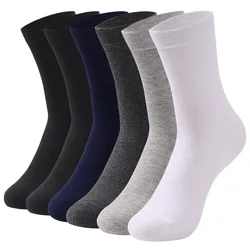 6 Pairs Men's Socks Cotton Dress Socks High Quality Long Autumn and Winter Sweat Resistant Anti-odor Calf Socks Black Grey White