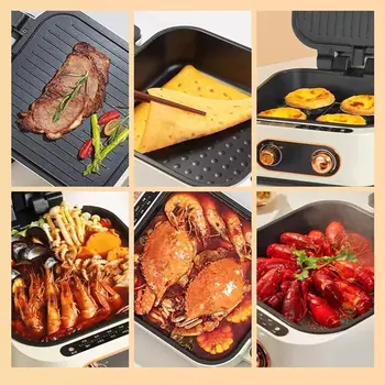 Oboustranně ohřívaná elektrická pánev na palačinky, odnímatelná a omyvatelná, zvětšená a prohloubená, multifunkční pánev na palačinky 10 nejlepší prodej oboustranná elektrická pánev - №1