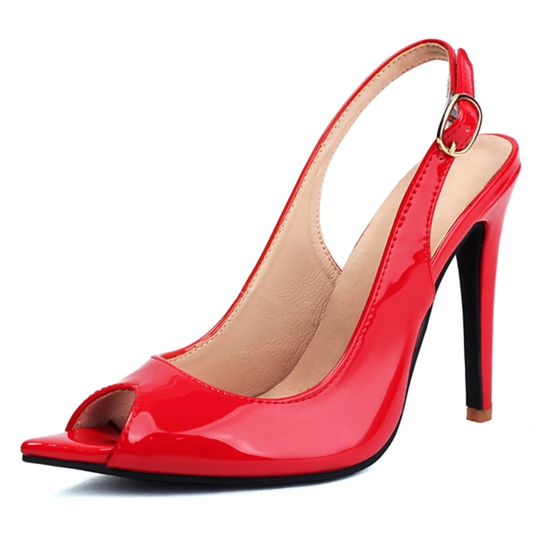 Сексуальные красные женские сандалии, летняя обувь, новинка 2025 года, черные, белые, розовые туфли на высоком каблуке с босоножками, туфли-лодочки для свадебной вечеринки, большой размер 48