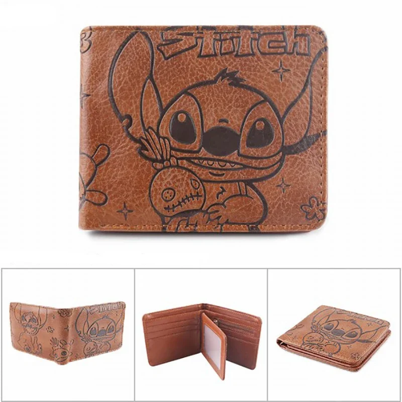 

Disney Stitch Wallets Cartoon Figures PU Coin Purse Money Bag Short MultiFunction Portable Fashion High-end Men Women Student