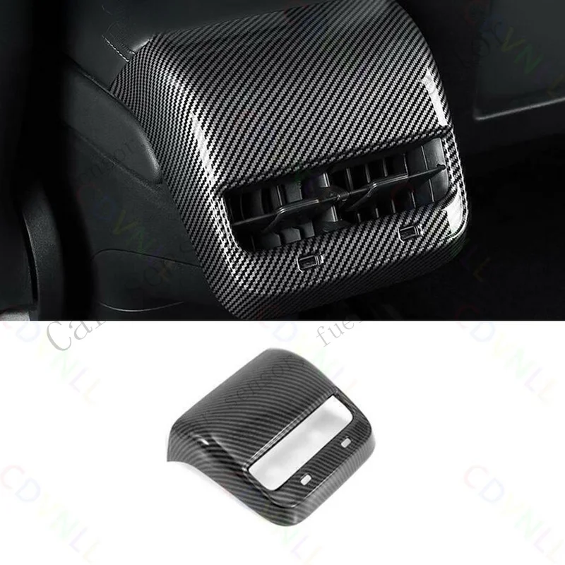 Q+ For Tesla Model 3 Y 17-23 ABS Carbon Fiber Rear Seat Air Outlet Vent Frame Cover