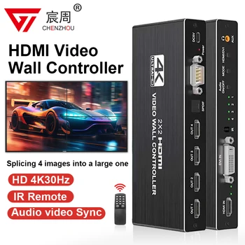 DVI HDMI Video Muur Controller Video Splicer 2X2 HDMI Videomuur Processor controller HDMI Scherm Splitter 180 Graden Rotatie 1080P 2x2 Video Wall Controller 1 HDMI/DVI In 4 HDMI Out Video Processor Support Screen 180 D