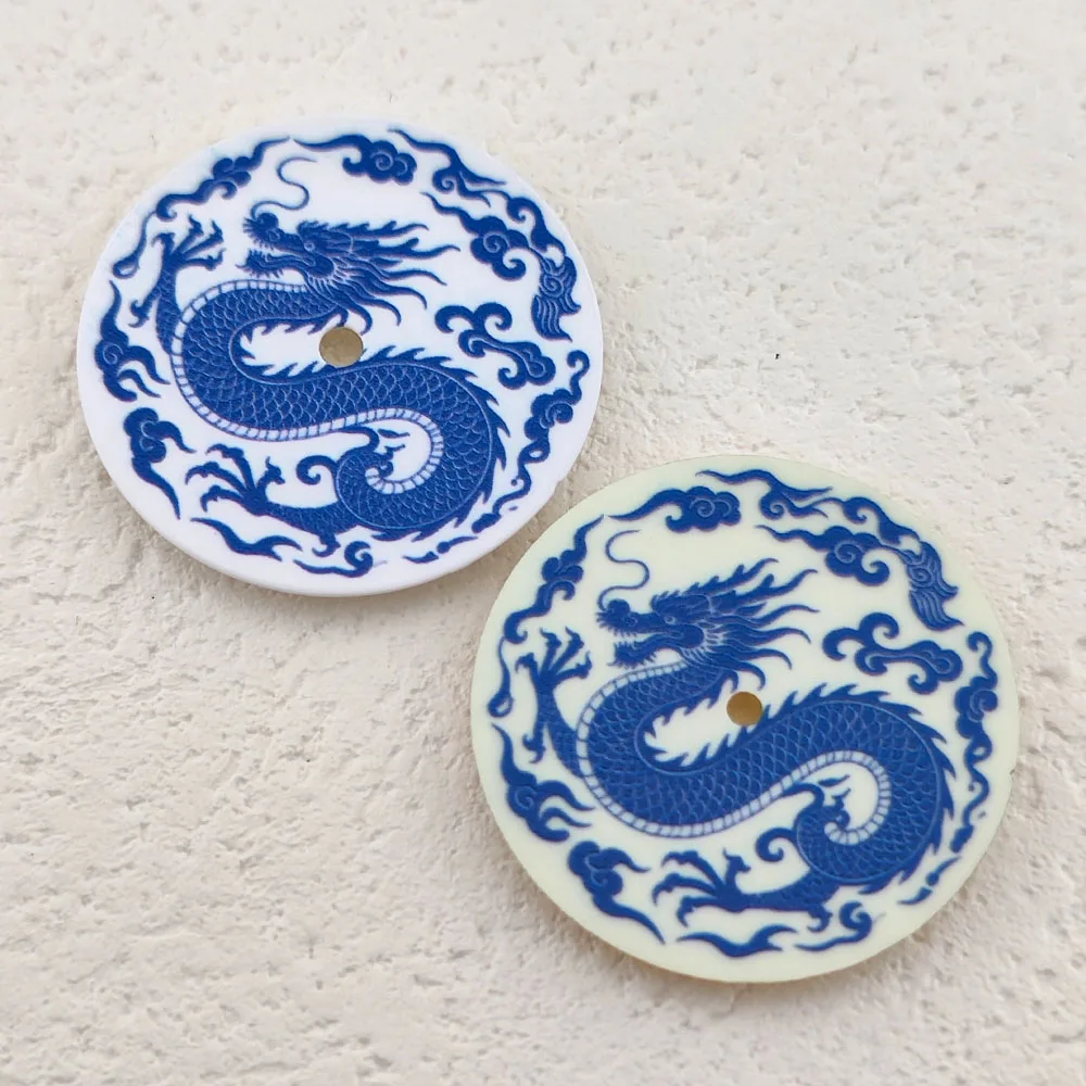 28.5mm Dial NH35 Dial NH36 Watch Dial Blue and white porcelain style dial Sterile Dial Watch Accessories Fit NH35/NH36 Movement