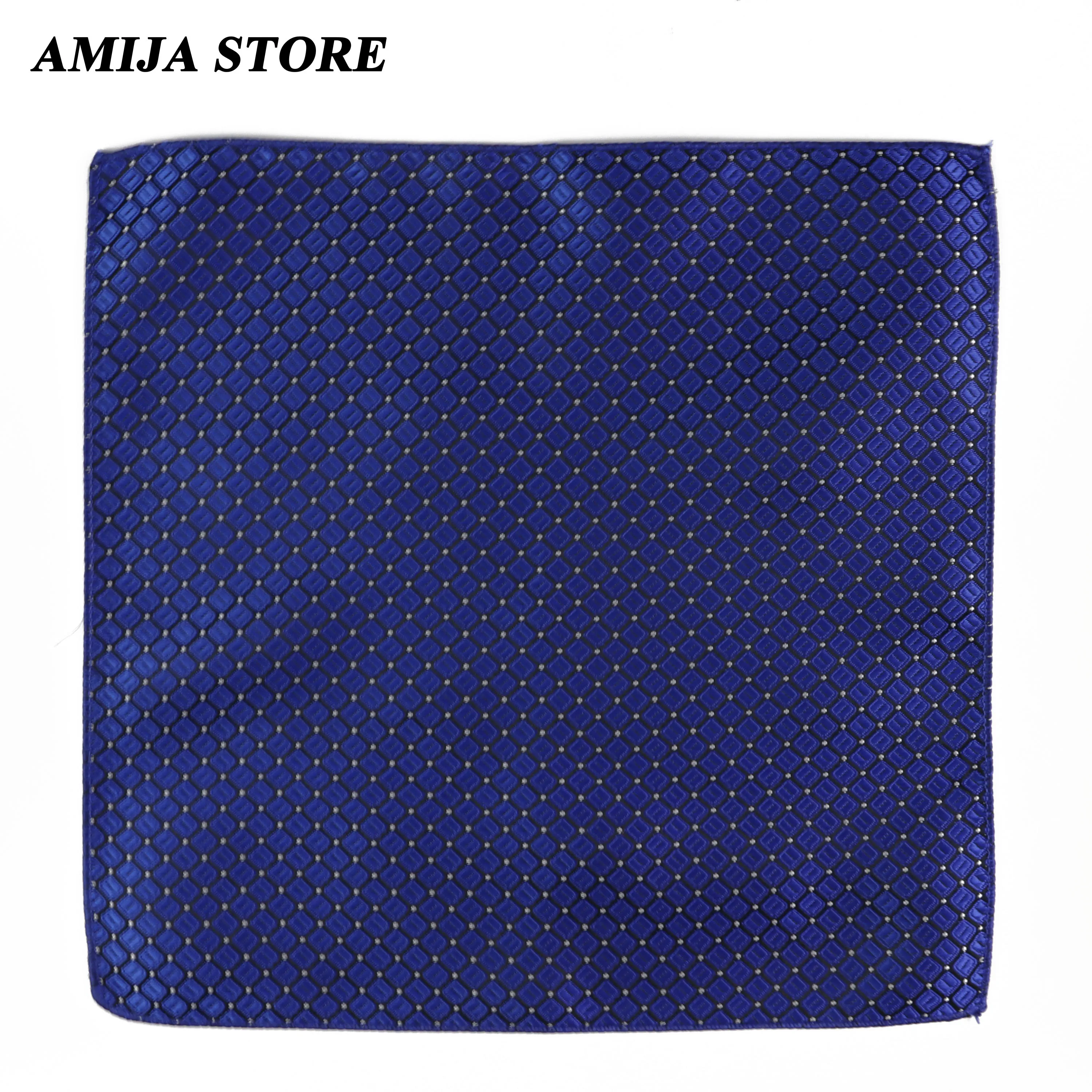 การออกแบบคลาสสิก Hanky Dot Pattern น้ําเงินผ้าเช็ดหน้าทอสีเทาลายโพลีเอสเตอร์ Mens Pocket Square สําหรับอุปกรณ์เสริมทุกวัน