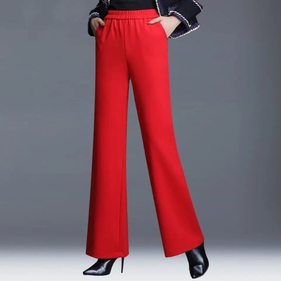 Pantalon de costume drapé pour femmes, taille haute, élastique, ample, à la mode, polyvalent, décontracté, printemps automne