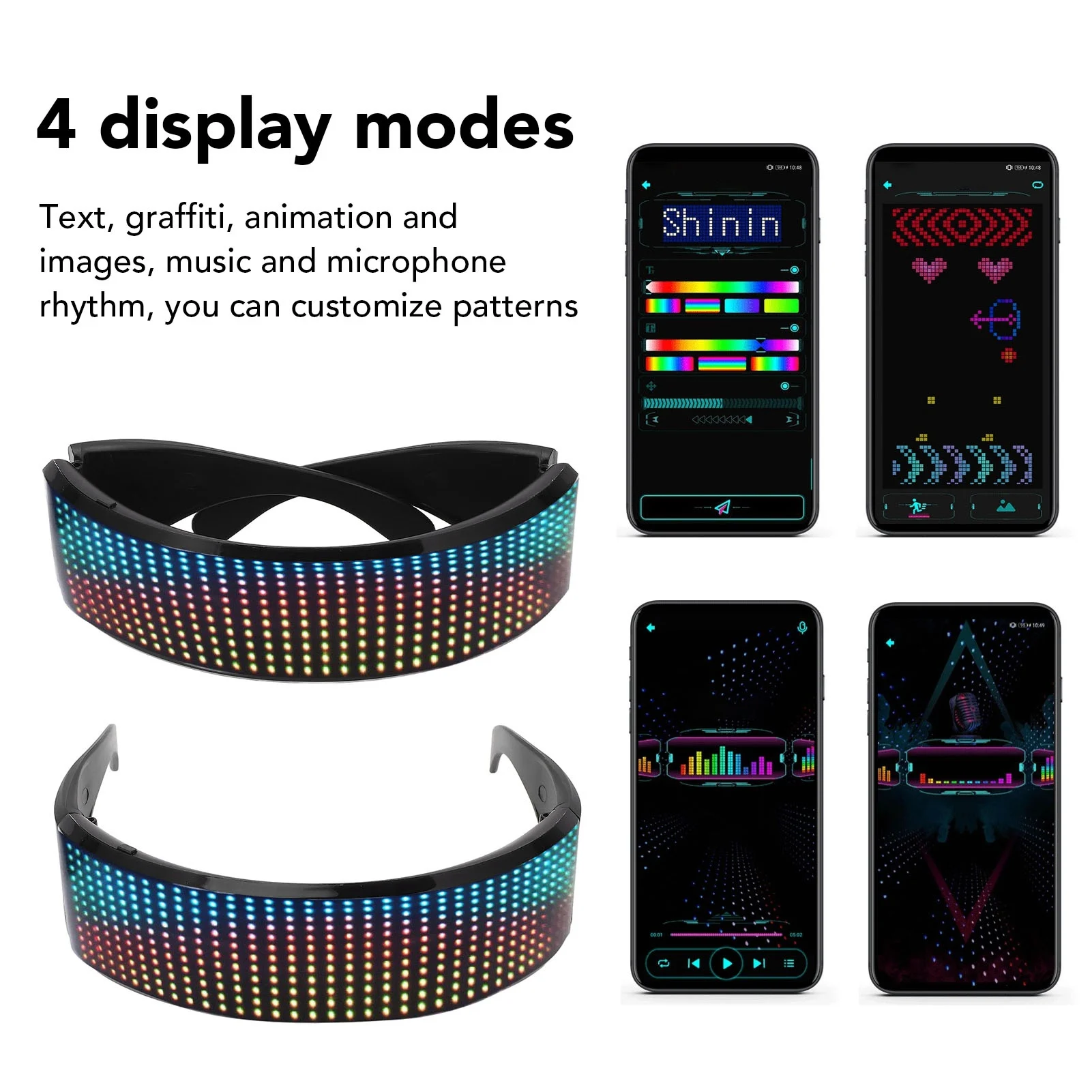 LED Glasses LED Glasses  APP Controlled Customizable RGB Light Up Glasses for Cosplay Party Music Festival