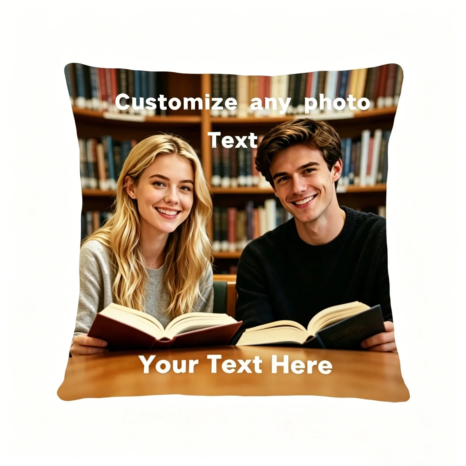 Custom Photo Text Double‑Sided Pillow Cover Gift for Best Friend Family