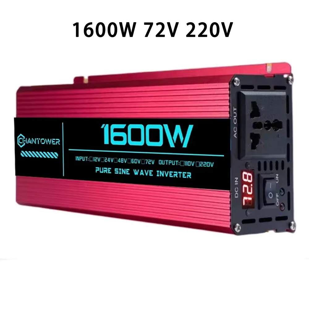 Zuivere Sinusgolfomvormer DC 48V/72V naar AC 220V 1000W 1600W 3000W 4000W 5000W 6000W LCD Display Stroomomvormer Auto Zonne-omvormer