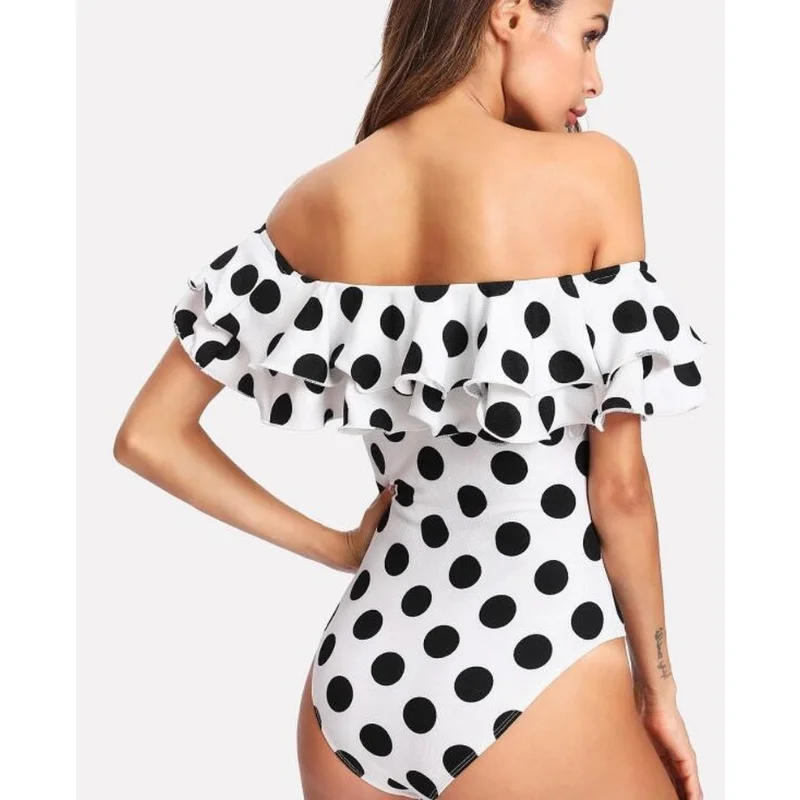 Bañador de lunares de un hombro para mujer, traje de baño de una pieza, traje de baño Sexy, traje de baño con almohadilla de realce, monokini