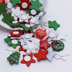 50pcs Self-Adhesive Resin Wooden Mixed Stars,Snowflakes,Christmas Trees Flatback Stickers Embellishments DIY Scrapbooking Topper